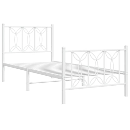 Bedframe met hoofd- en voeteneinde metaal wit 80x200 cm