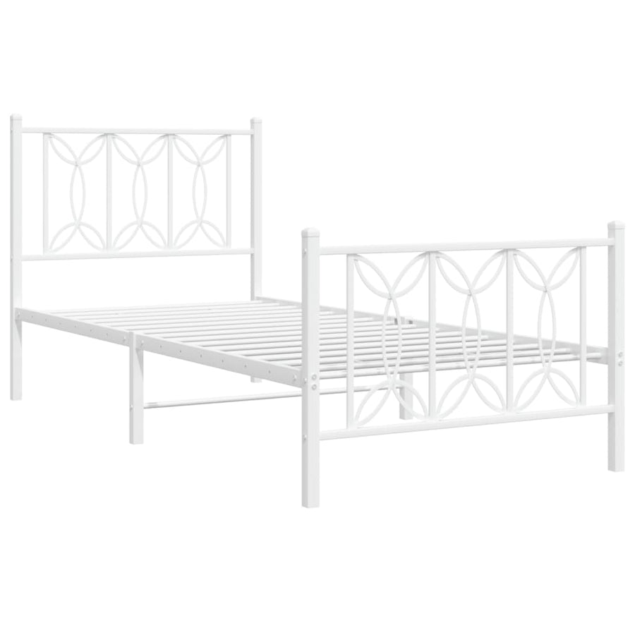 Bedframe met hoofd- en voeteneinde metaal wit 80x200 cm