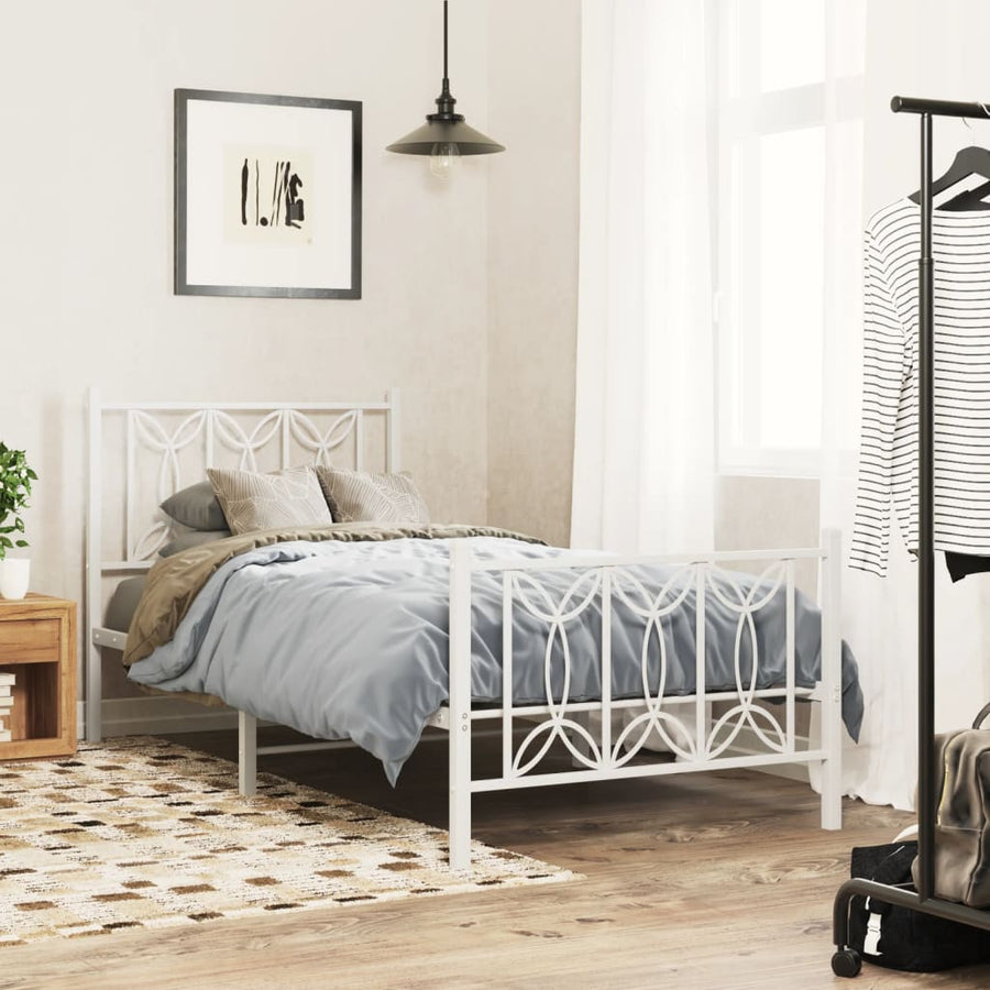 Bedframe met hoofd- en voeteneinde metaal wit 80x200 cm