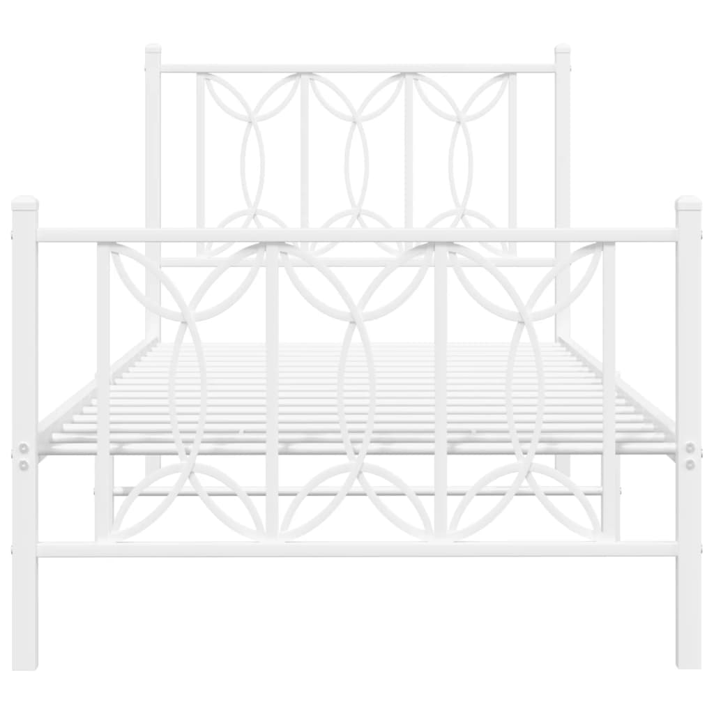 Bedframe met hoofd- en voeteneinde metaal wit 80x200 cm