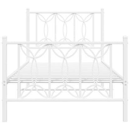 Bedframe met hoofd- en voeteneinde metaal wit 80x200 cm