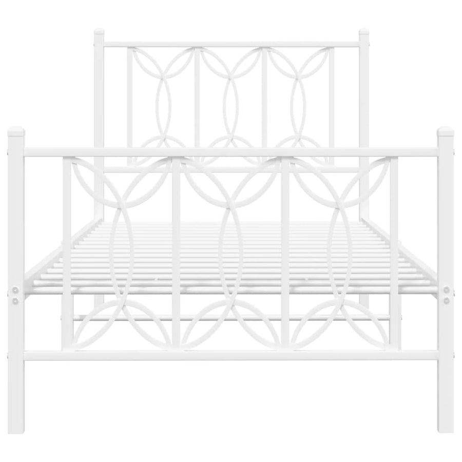 Bedframe met hoofd- en voeteneinde metaal wit 80x200 cm
