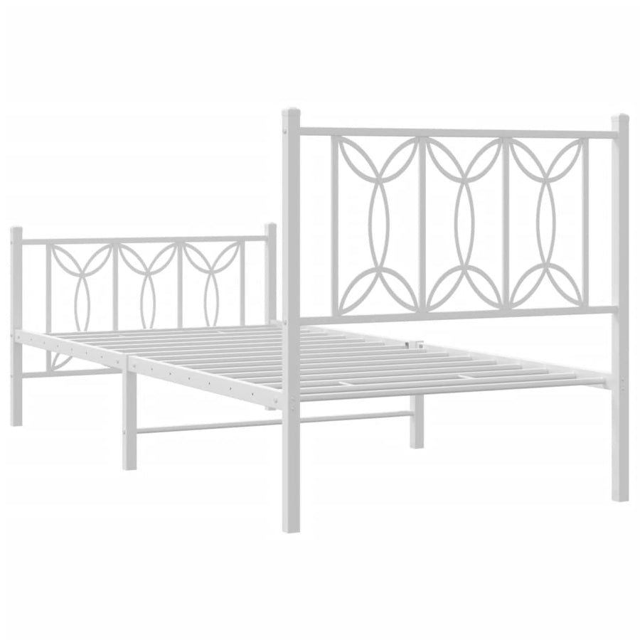 Bedframe met hoofd- en voeteneinde metaal wit 80x200 cm