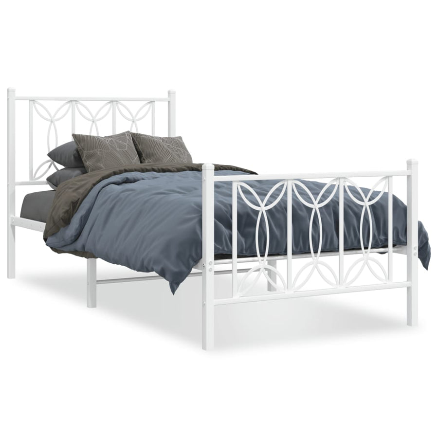 Bedframe met hoofd- en voeteneinde metaal wit 80x200 cm