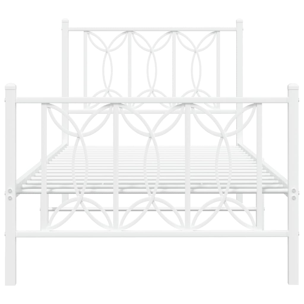 Bedframe met hoofd- en voeteneinde metaal wit 90x190 cm
