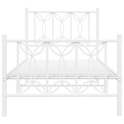 Bedframe met hoofd- en voeteneinde metaal wit 90x190 cm