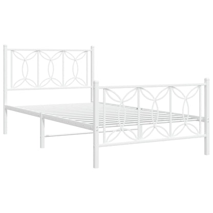 Bedframe met hoofd- en voeteneinde metaal wit 100x200 cm