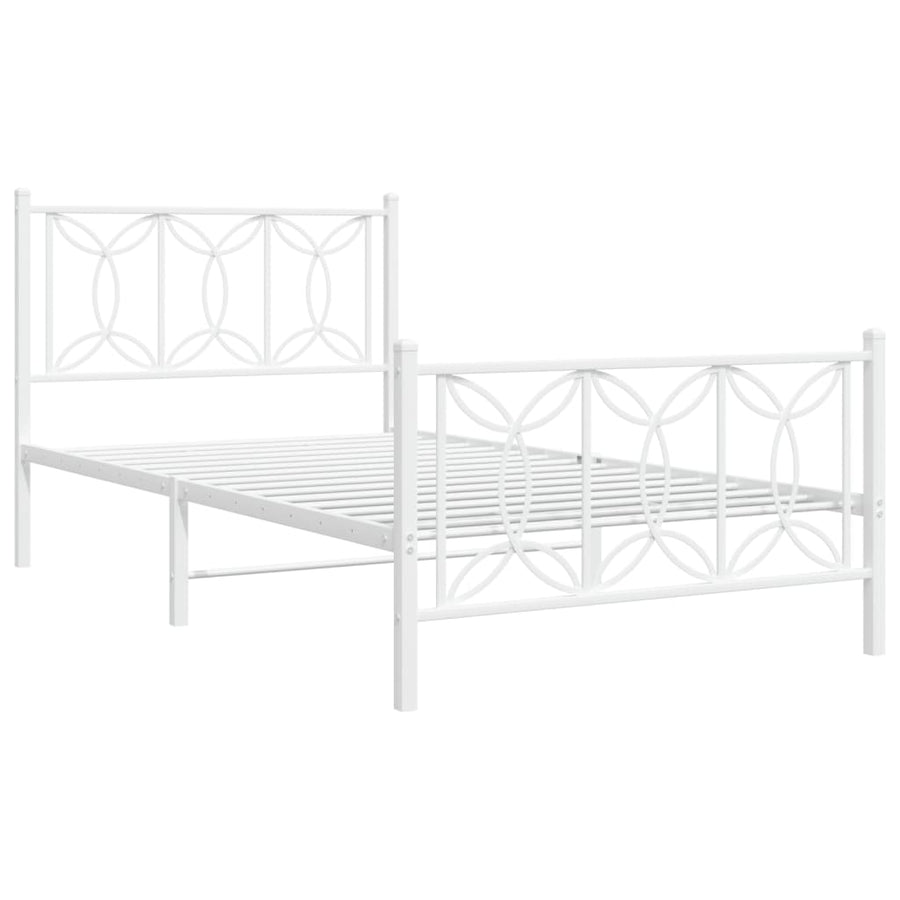 Bedframe met hoofd- en voeteneinde metaal wit 100x200 cm