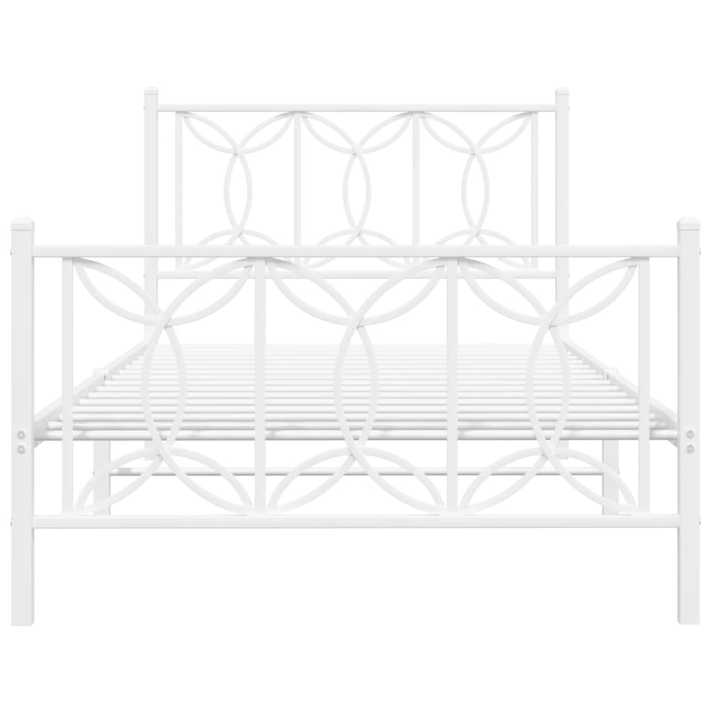 Bedframe met hoofd- en voeteneinde metaal wit 100x200 cm