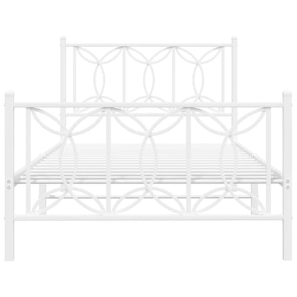 Bedframe met hoofd- en voeteneinde metaal wit 100x200 cm
