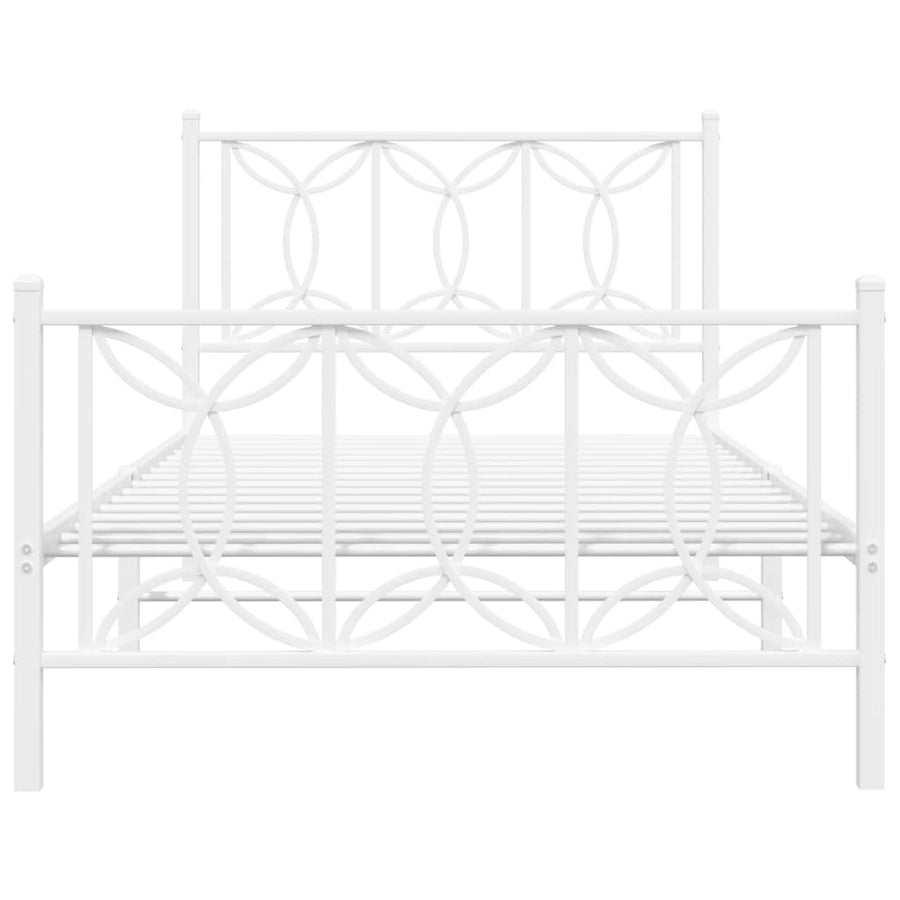 Bedframe met hoofd- en voeteneinde metaal wit 100x200 cm