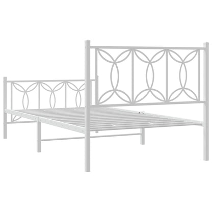 Bedframe met hoofd- en voeteneinde metaal wit 100x200 cm