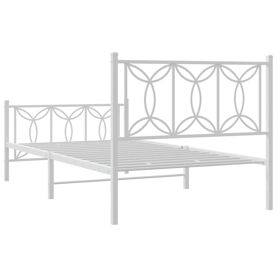 Bedframe met hoofd- en voeteneinde metaal wit 100x200 cm