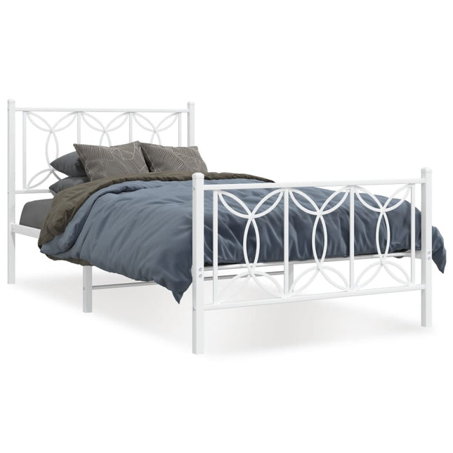 Bedframe met hoofd- en voeteneinde metaal wit 100x200 cm