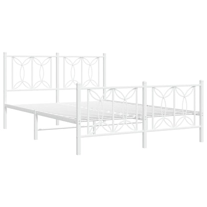 Bedframe met hoofd- en voeteneinde metaal wit 135x190 cm
