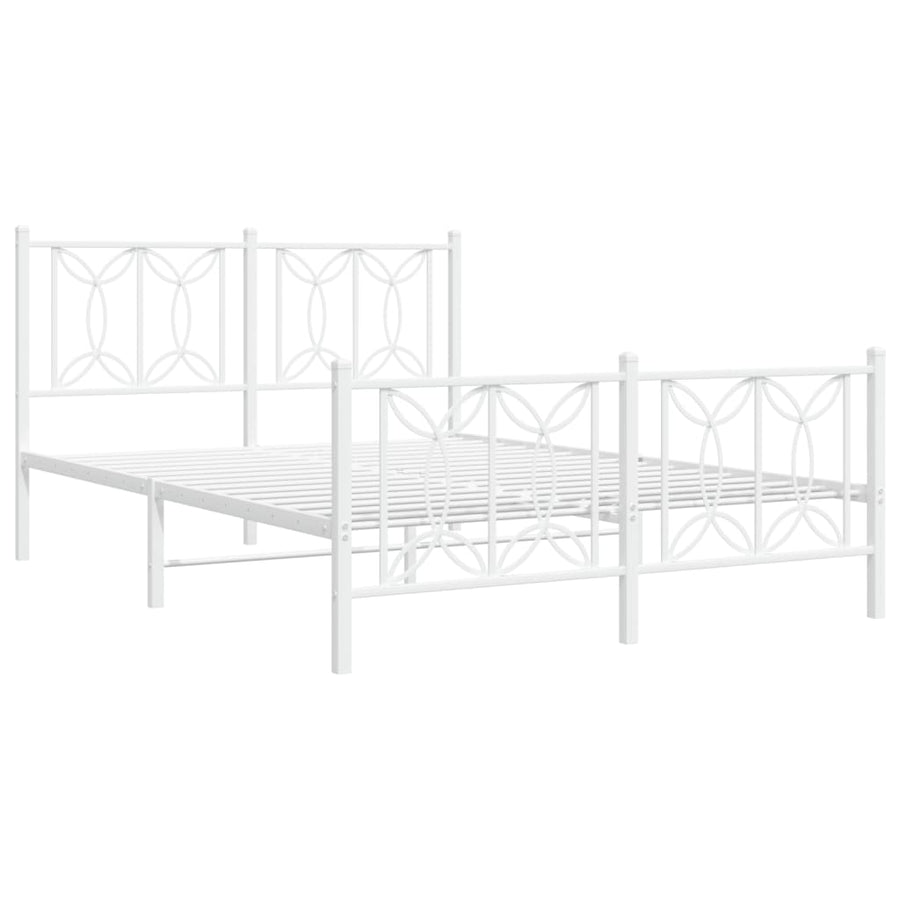 Bedframe met hoofd- en voeteneinde metaal wit 135x190 cm