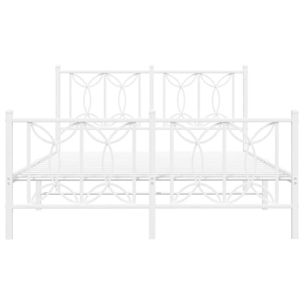 Bedframe met hoofd- en voeteneinde metaal wit 135x190 cm