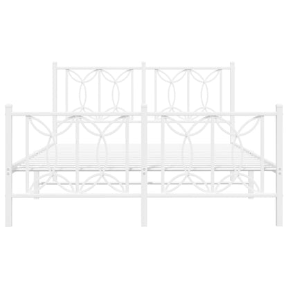 Bedframe met hoofd- en voeteneinde metaal wit 135x190 cm