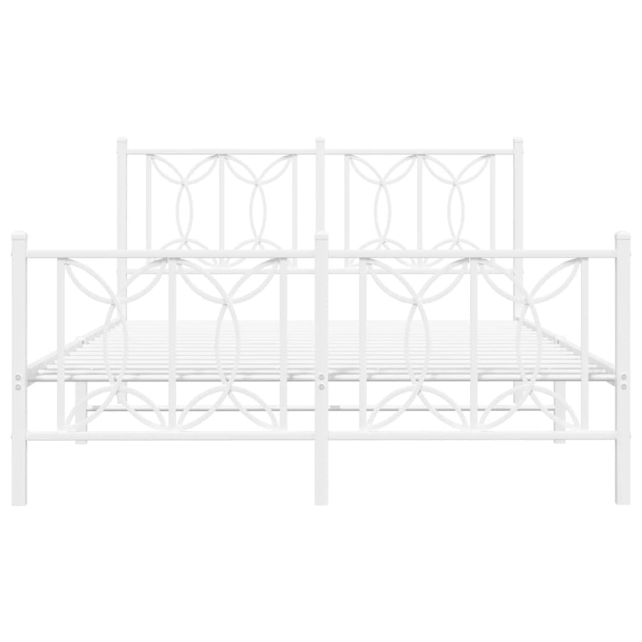 Bedframe met hoofd- en voeteneinde metaal wit 135x190 cm
