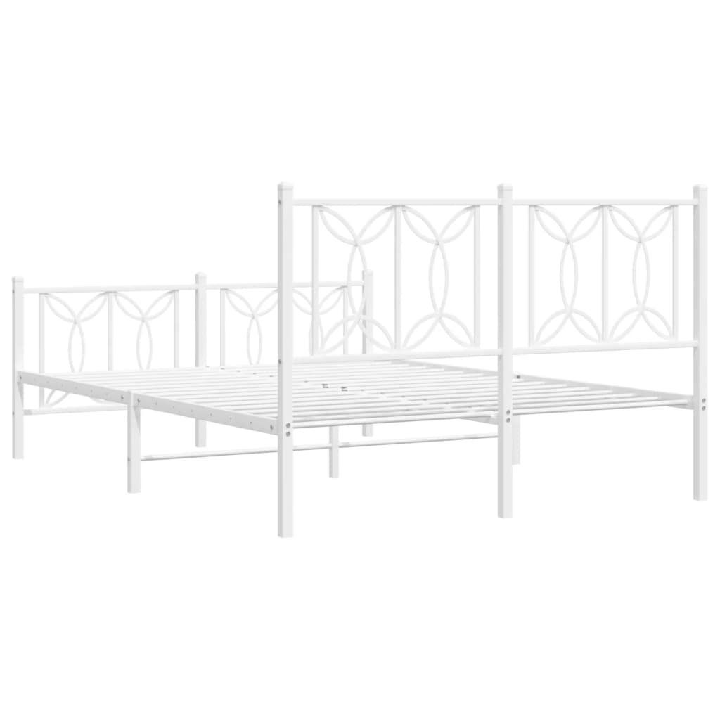 Bedframe met hoofd- en voeteneinde metaal wit 135x190 cm