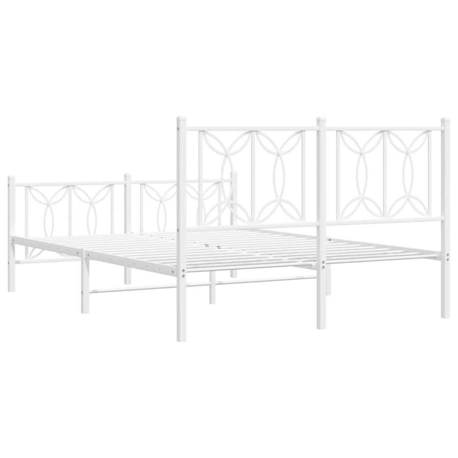 Bedframe met hoofd- en voeteneinde metaal wit 135x190 cm