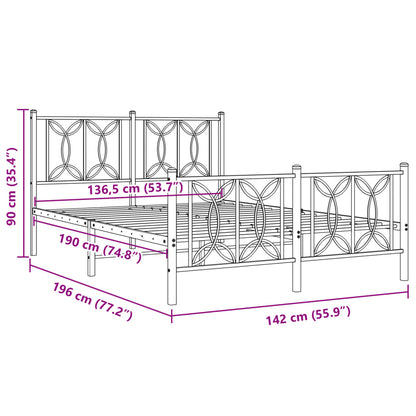 Bedframe met hoofd- en voeteneinde metaal wit 135x190 cm