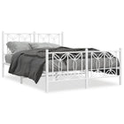 Metal bed frame with headboard and footboard white 135x190 cm