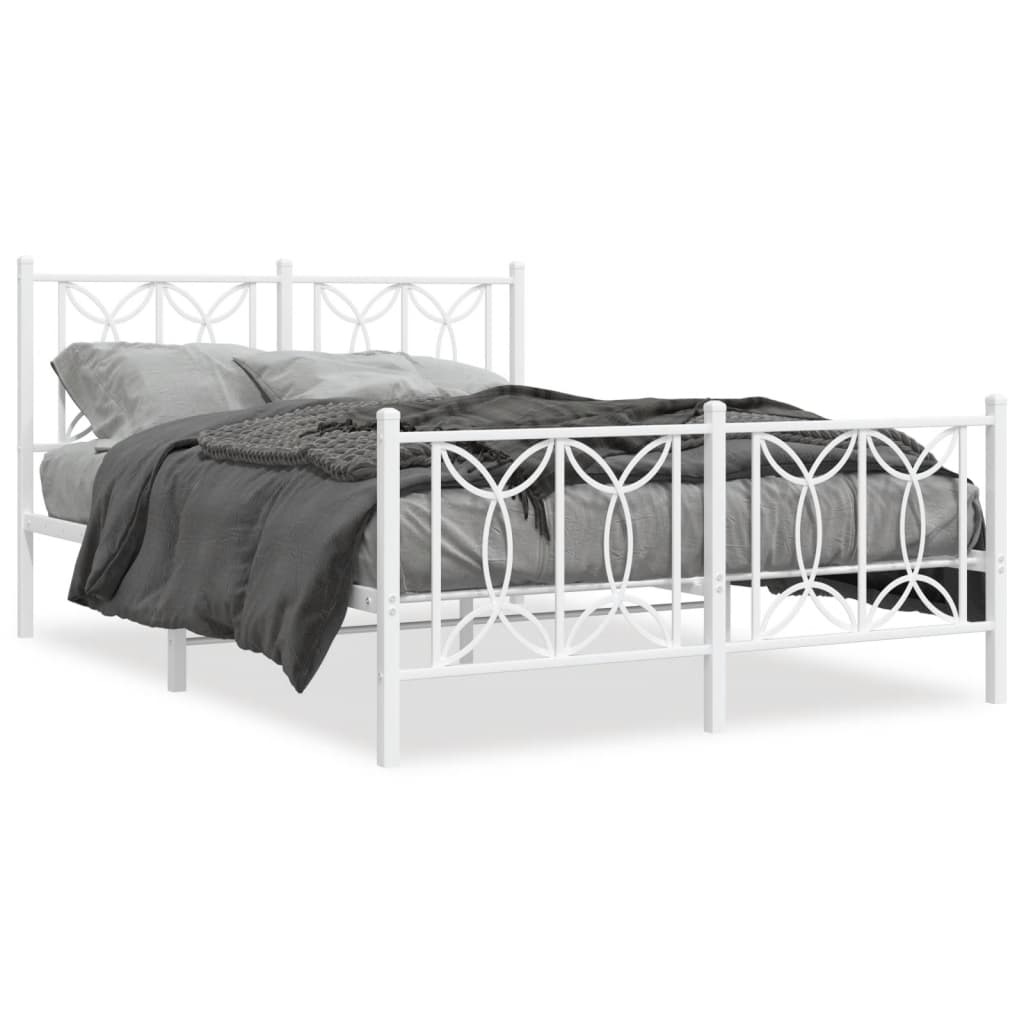 Bedframe met hoofd- en voeteneinde metaal wit 135x190 cm