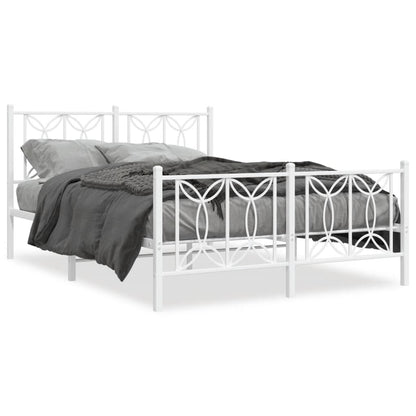 Bedframe met hoofd- en voeteneinde metaal wit 135x190 cm