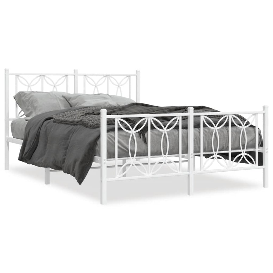 Bedframe met hoofd- en voeteneinde metaal wit 135x190 cm