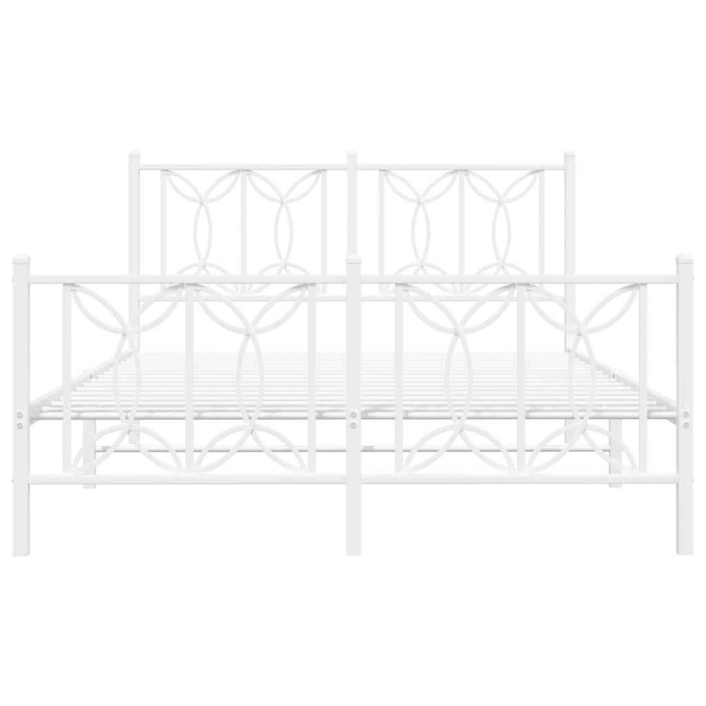Bedframe met hoofd- en voeteneinde metaal wit 140x200 cm
