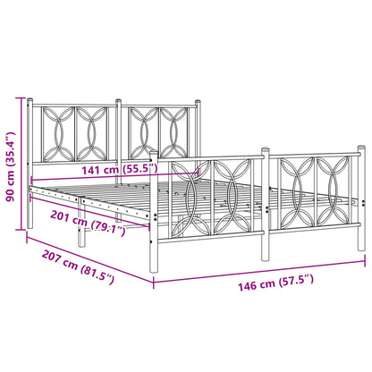 Bedframe met hoofd- en voeteneinde metaal wit 140x200 cm