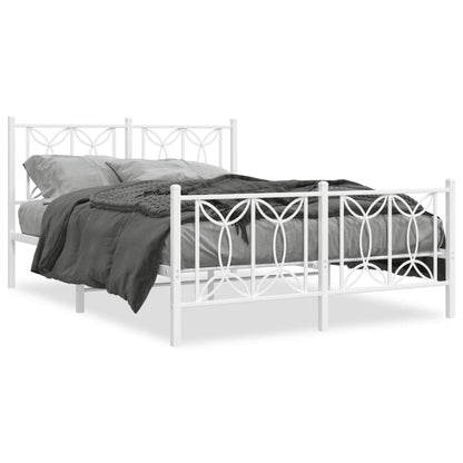 Bedframe met hoofd- en voeteneinde metaal wit 140x200 cm
