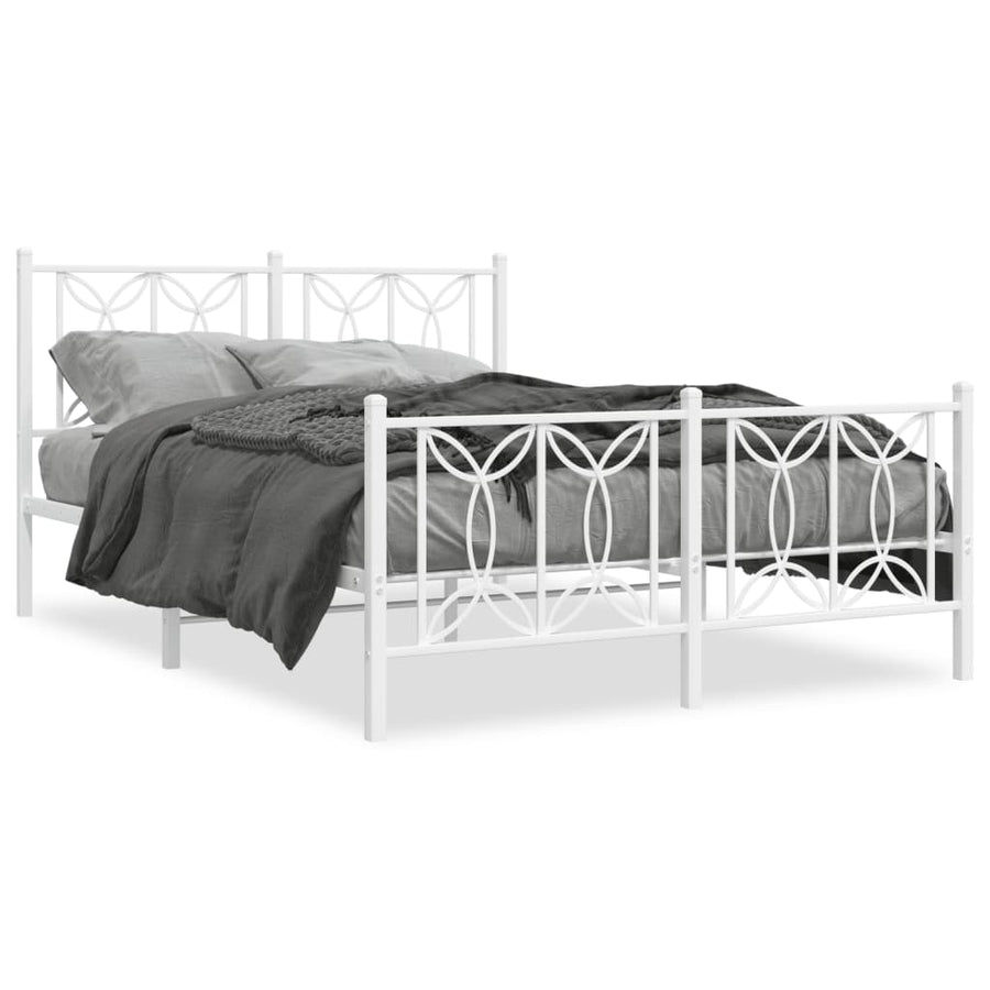 Bedframe met hoofd- en voeteneinde metaal wit 140x200 cm