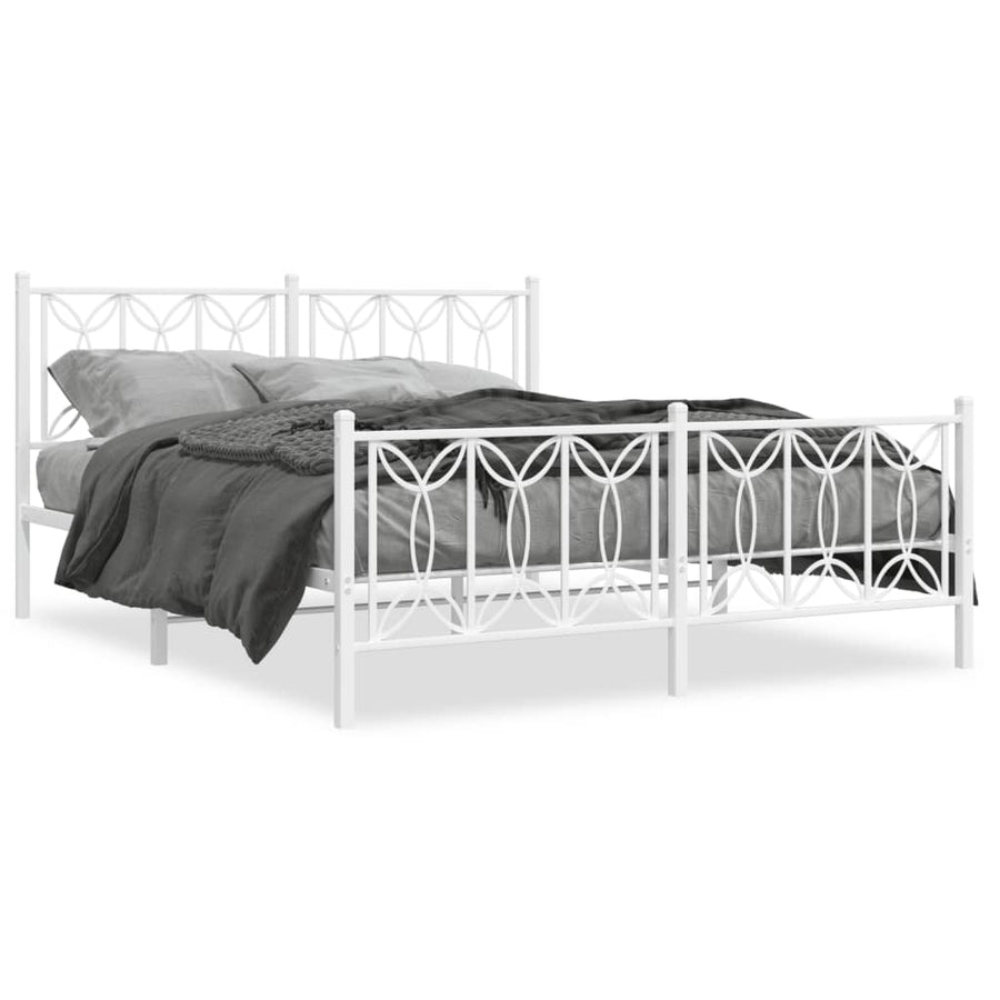 Bedframe met hoofd- en voeteneinde metaal wit 150x200 cm