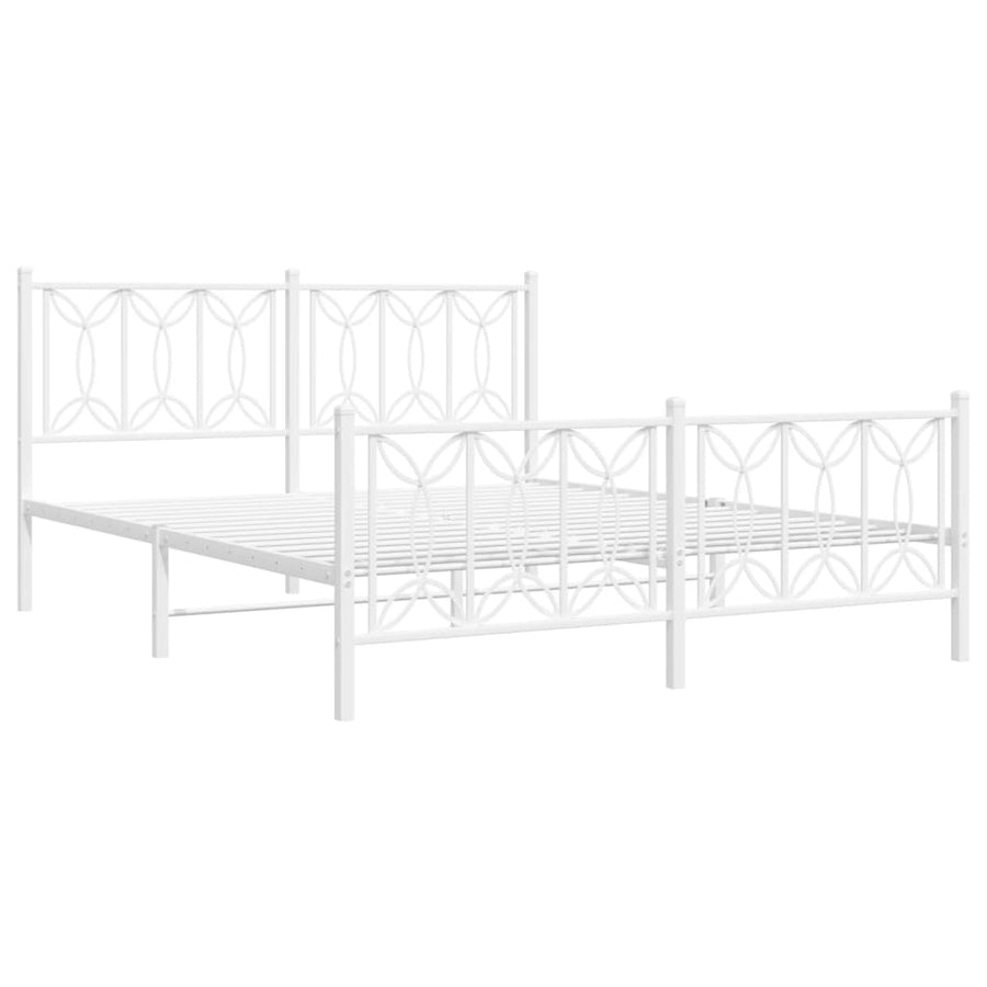 Bedframe met hoofd- en voeteneinde metaal wit 150x200 cm