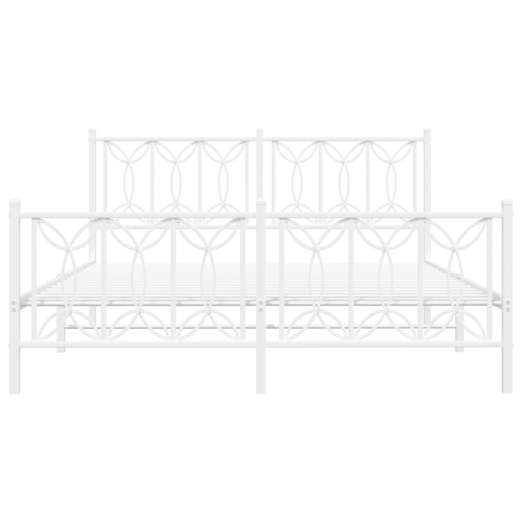 Bedframe met hoofd- en voeteneinde metaal wit 150x200 cm