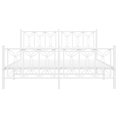 Bedframe met hoofd- en voeteneinde metaal wit 150x200 cm