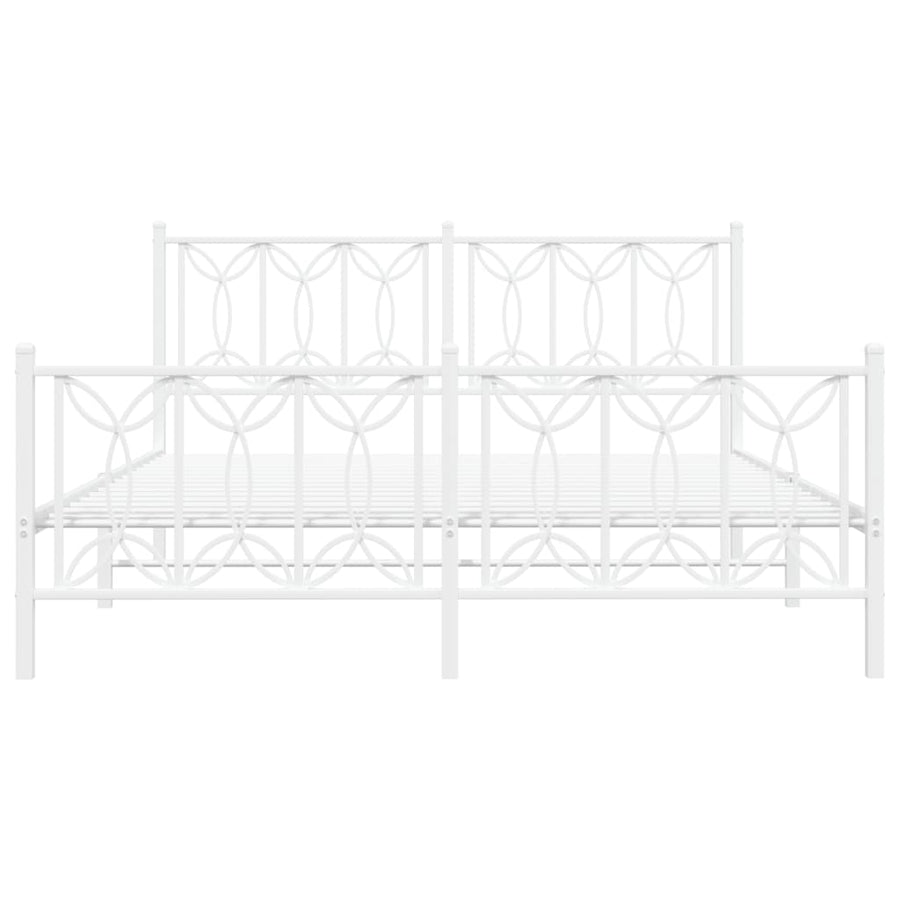 Bedframe met hoofd- en voeteneinde metaal wit 150x200 cm