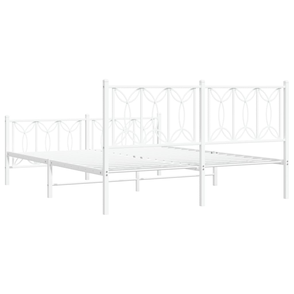 Bedframe met hoofd- en voeteneinde metaal wit 150x200 cm