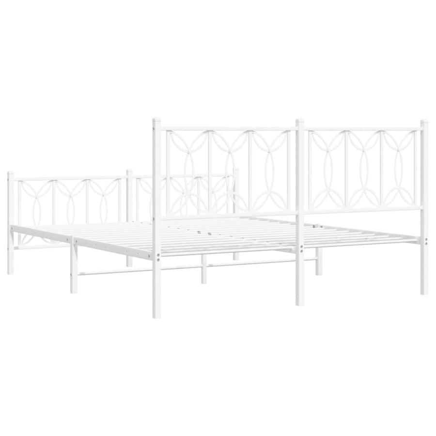 Bedframe met hoofd- en voeteneinde metaal wit 150x200 cm