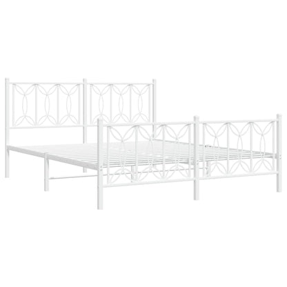 Bedframe met hoofd- en voeteneinde metaal wit 160x200 cm