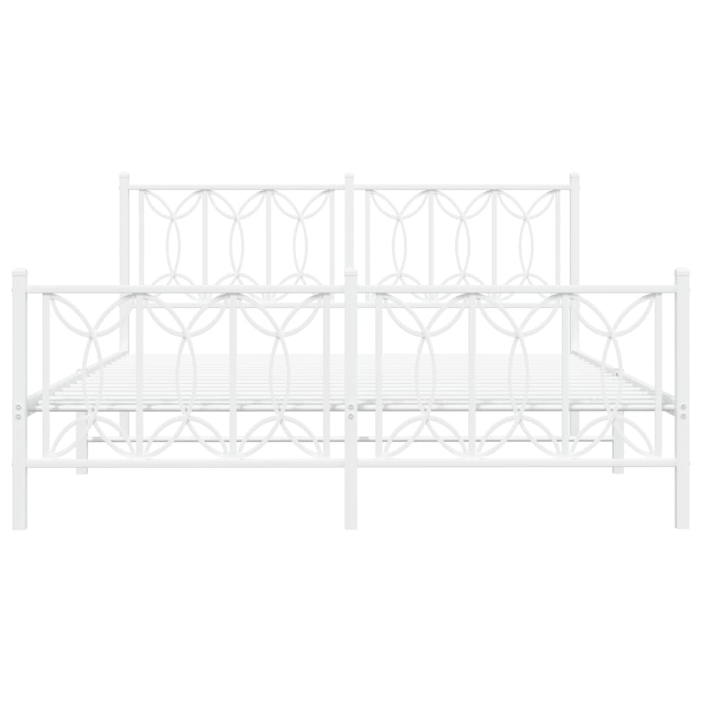Bedframe met hoofd- en voeteneinde metaal wit 160x200 cm