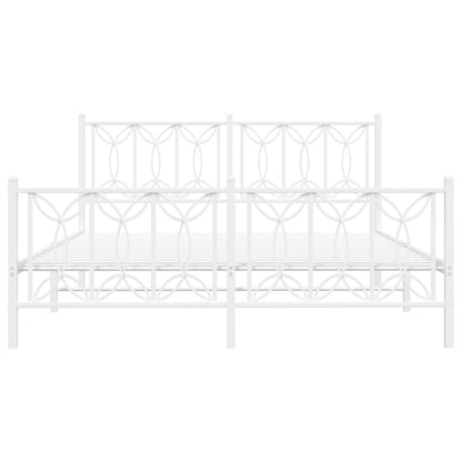 Bedframe met hoofd- en voeteneinde metaal wit 160x200 cm