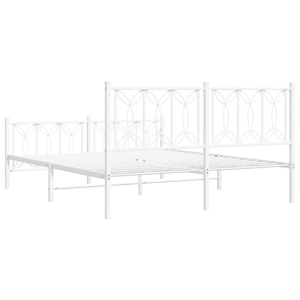 Bedframe met hoofd- en voeteneinde metaal wit 160x200 cm