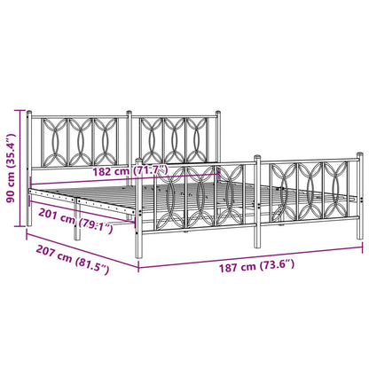 Bedframe met hoofd- en voeteneinde metaal wit 180x200 cm