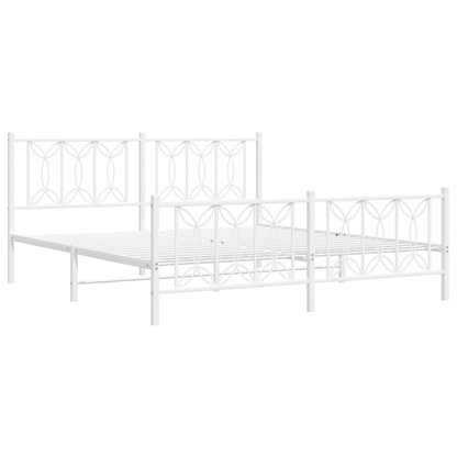 Bedframe met hoofd- en voeteneinde metaal wit 183x213 cm