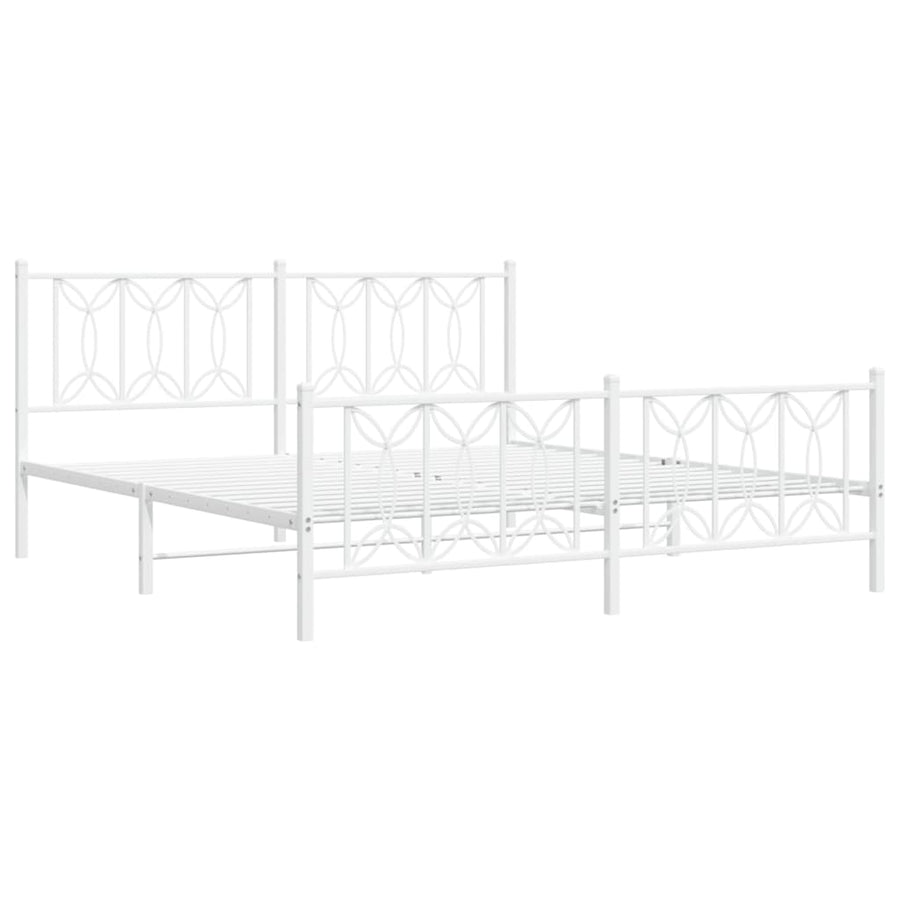 Bedframe met hoofd- en voeteneinde metaal wit 183x213 cm