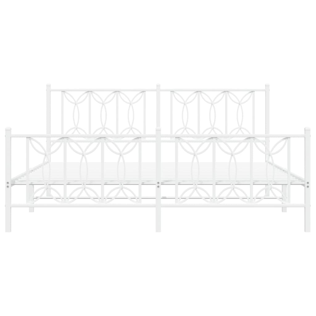 Bedframe met hoofd- en voeteneinde metaal wit 183x213 cm