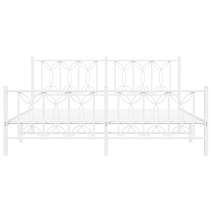 Bedframe met hoofd- en voeteneinde metaal wit 183x213 cm